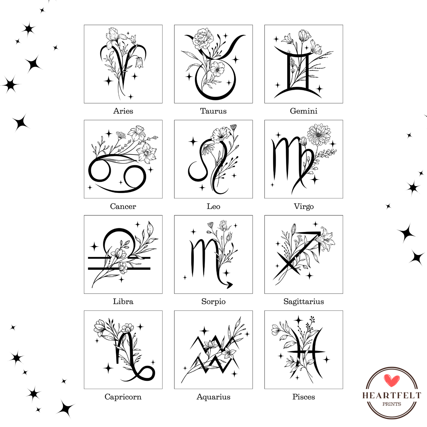 Floral Zodiac Fridge Magnet