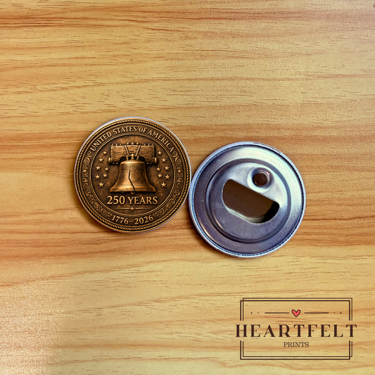 USA 250 Years Round Bottle Opener Fridge Magnet – Patriotic Magnetic Bottle Opener Made in USA