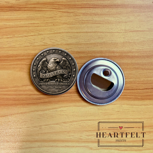 USA 250 Years Round Bottle Opener Fridge Magnet – Patriotic Magnetic Bottle Opener Made in USA