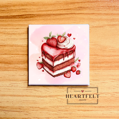 Watercolor Cake Heart Magnet